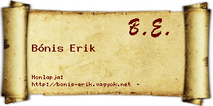 Bónis Erik névjegykártya