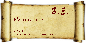 Bónis Erik névjegykártya